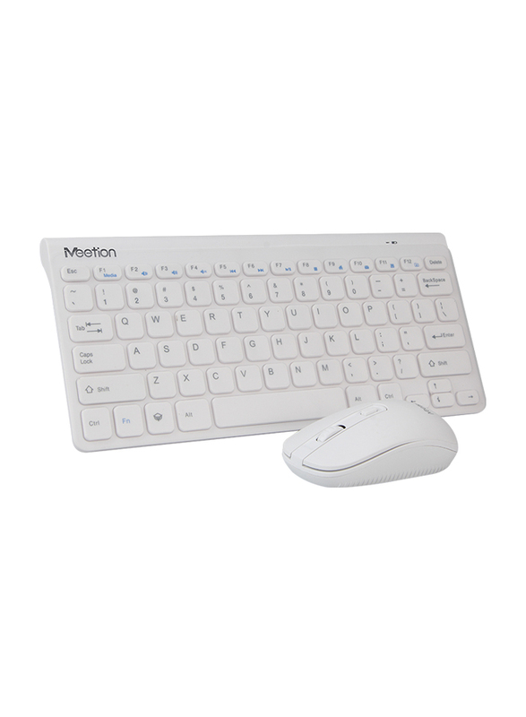 Meetion Mini4000 2.4Ghz Wireless English Keyboard and Mouse, White
