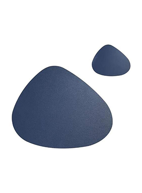 PU Leather Oval Non-Slip Table Mat, Blue