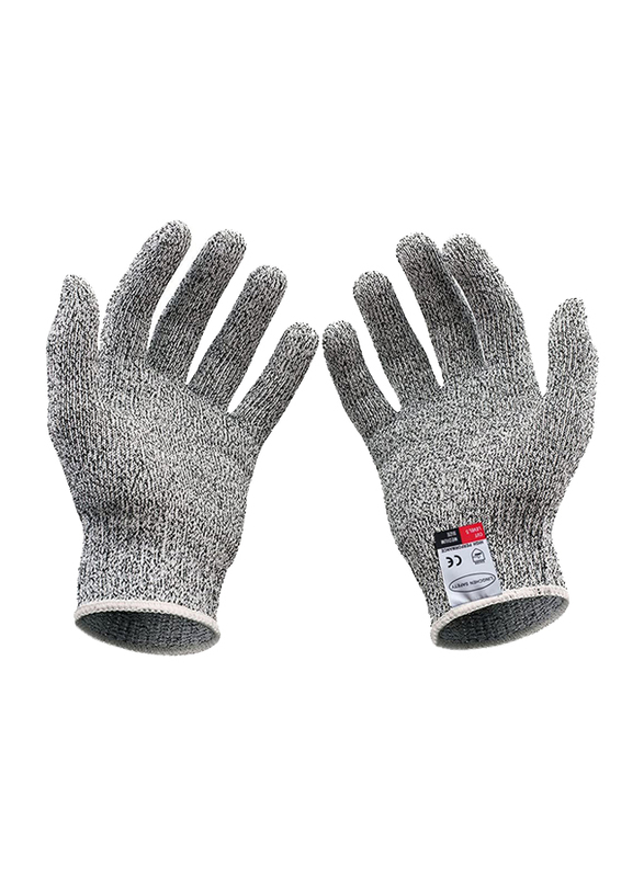 Food Grade Level 5 Protection Working Cutting Resistant Gloves, 2 Pieces, Grey