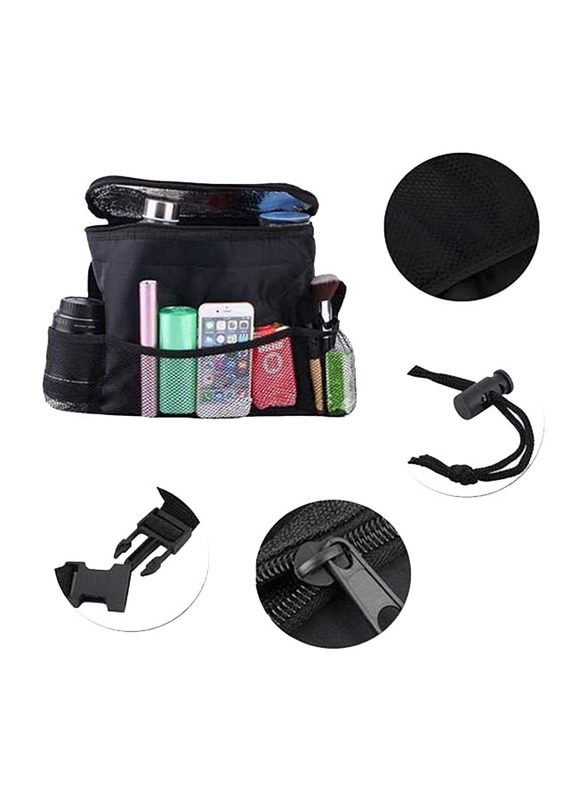 Car Back Seat Beverage and Food Storage Organizer Bag with Drinks Cooler Container, Black