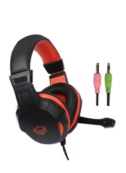 Meetion MT-HP010 Wired Stereo Leather Over Ear Noise Cancelling Gaming Headset, Black