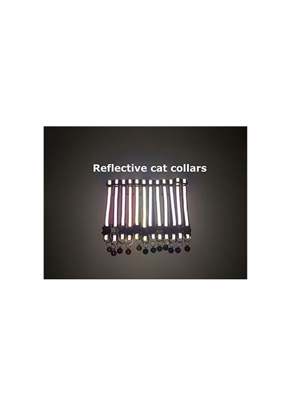Golden Rose Adjustable Pet Bell Collar, Reflective Patch, 3-Piece, Red/Violet/Black