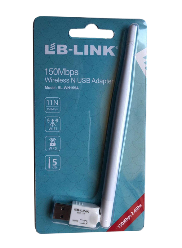 Lb-Link 150Mbps 802.11n Mini Wireless LAN USB Adapter, BL-WN155A, White