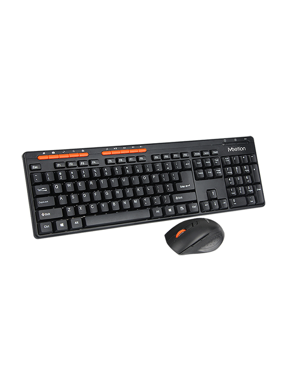 Meetion 4100 Multimedia Wireless English Keyboard and Mouse, Red/Black