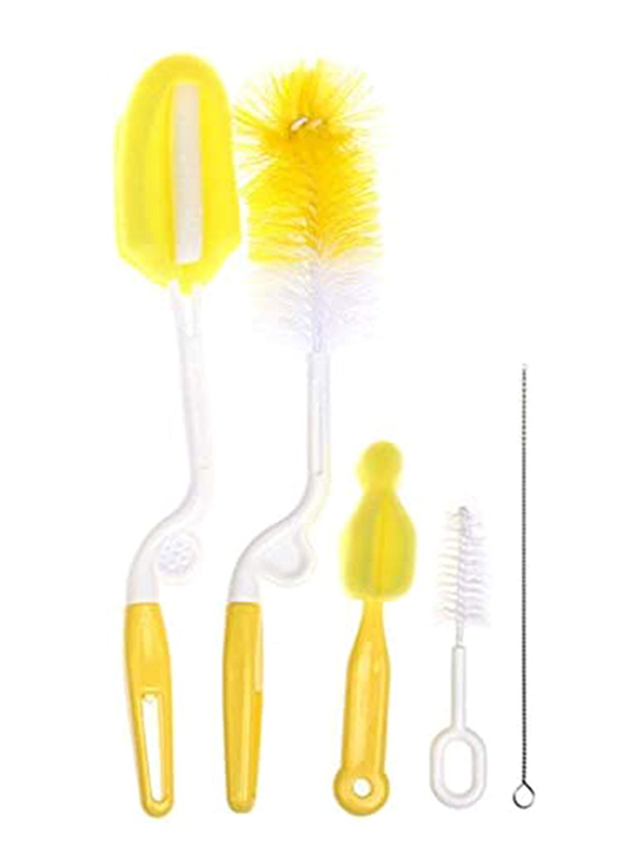 5-Pieces Multifunctional Sponge Bottle Cleaner Set, Yellow