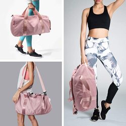 Sport Gym Overnight Weekend Shoulder Tote Bag for Women, Beige