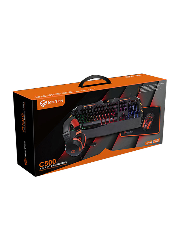 Meetion C500 4-in-1 Backlit Gaming Kits for PC/Laptops, Black