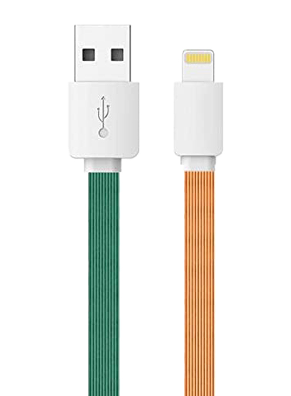 Lightning 8 Pin Charging/Data Sync Cable, USB Type A Male to Lightning for Apple Devices, Green/Orange