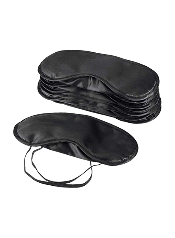 Polyester Blindfold Portable Sleeping Mask Shading Travel Set, Black, 10 Pieces
