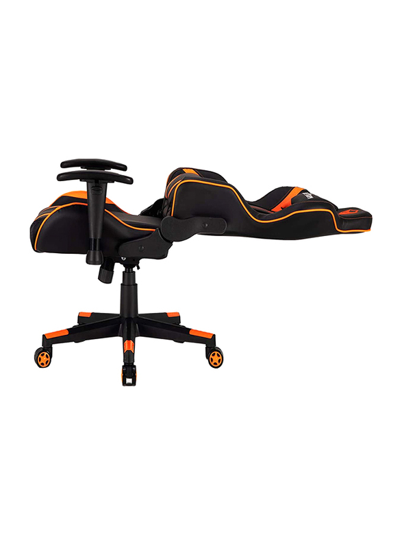 Meetion CHR15 Imitation Leather Adjustable Handrail and Scalable Foot Rest Gaming Chair, Black/Orange