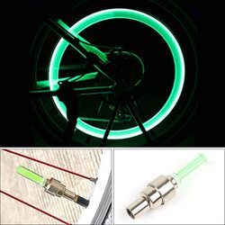 Bike Bicycle Car Wheel Tyre Valve Cap Spoke Neon Flash LED Light Lamp, 2-Pieces, Green