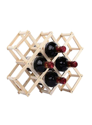 Wine Wooden Rack 10 Bottle Mount Holder Kitchen Exhibition, Brown