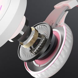 Meetion HP021 USB Professional Surround Sound Gaming Headset for PC, Pink/White
