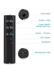 Generic Mini Wireless Bluetooth Car Kit, Hands Free 3.5mm Jack Audio Jack Receiver Adapter AUX for Speaker Headphones, Black