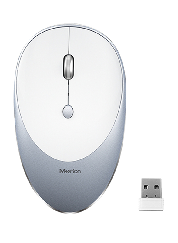 Meetion R600 Slim Rechargeable Silent Wireless Optical Mouse, Sliver