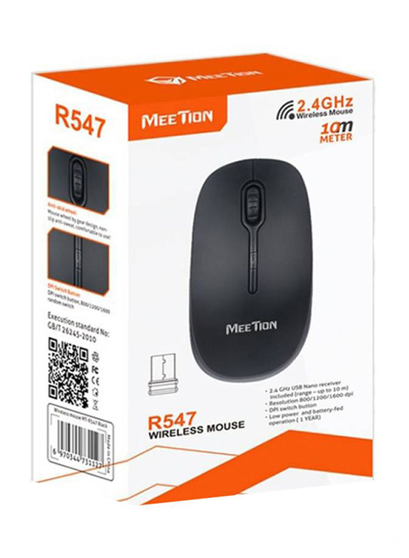 Meetion R547 USB Wireless Optical Mouse, Black
