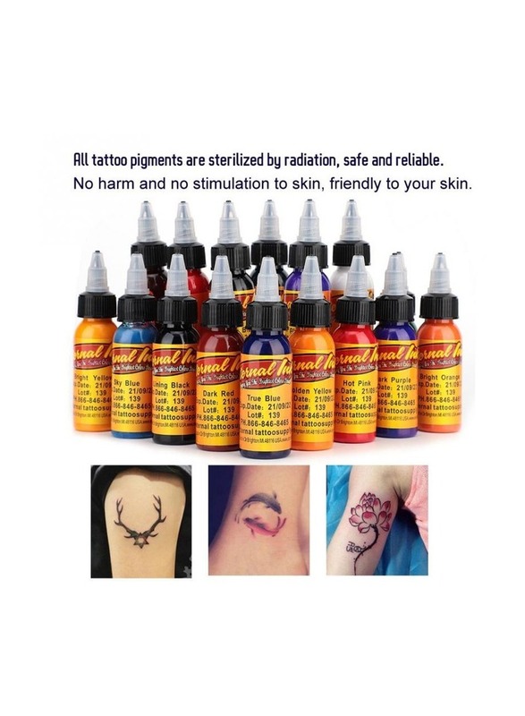 16-Bottles 30ml Tattoo Makeup Ink Pigment,Professional Beauty Body Art Inks,16 Different Colors