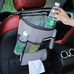 Travel Camping Car Chair Organizer with Insulated Lightweight Cooler Bag, Grey