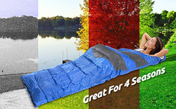 Adult Warm Soft Waterproof Camping Hiking Large Single Sleeping Bag, Green, Single