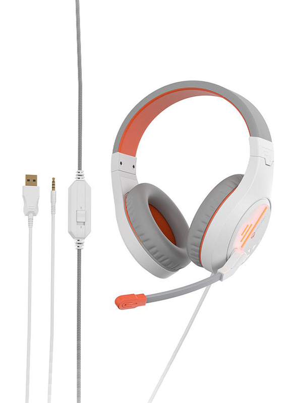 Meetion HP021 USB Professional Surround Sound Gaming Headset for PC, Orange/White