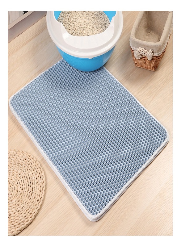 AL THEQA Waterproof Double Layer Non-slip  Pet Cat Litter Mat (BLUE)