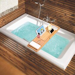 Non-Slip Bamboo Sliding & Detachable Multi Purpose Bath Tray, Brown