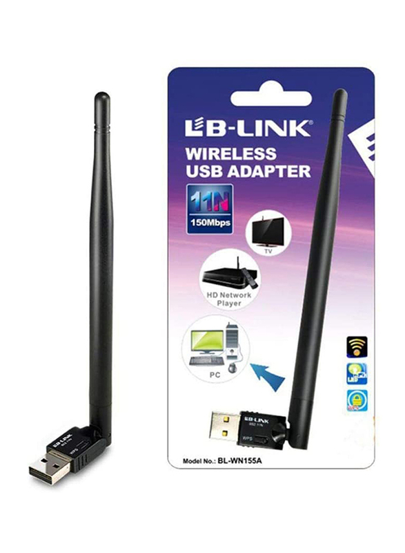 Lb-Link 150Mbps 802.11n Mini Wireless USB Adapter, BL-WN155A, Black