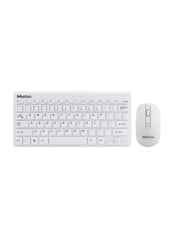 Meetion Mini4000 2.4Ghz Wireless English Keyboard and Mouse, White