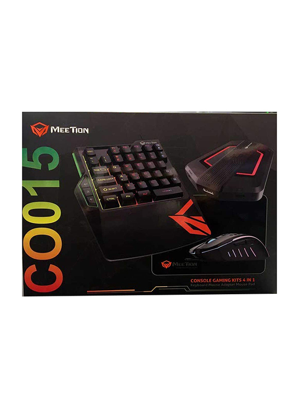 Meetion 4 in 1 Wired Gaming English Keyboard and Mouse Combo Set for Game Consoles, MTCO015, Black