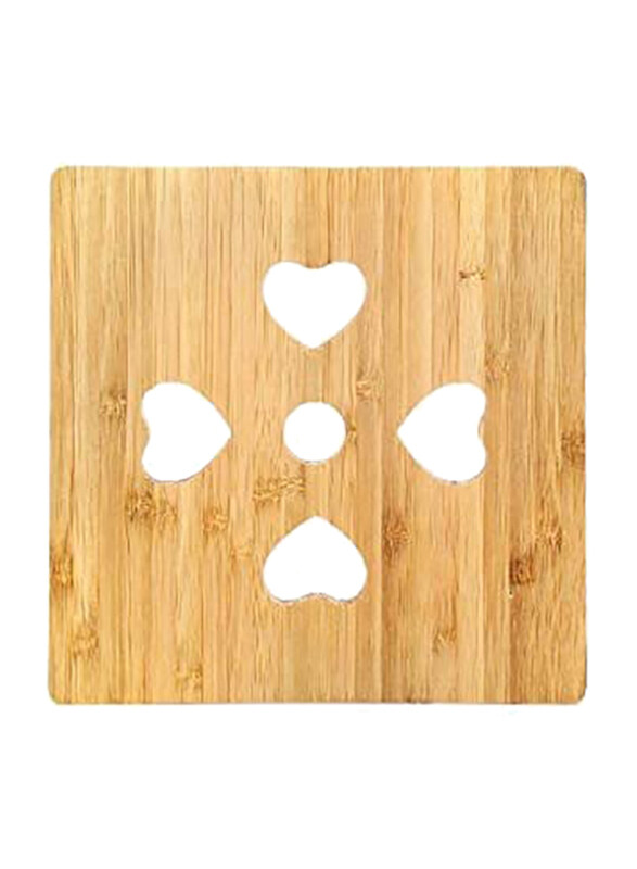 

Unbranded Wood Square Heart Shape Design Beverage Pot Coasters, Brown