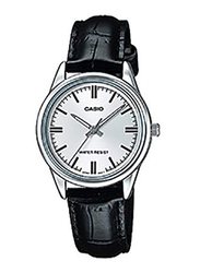 Casio Analog Unisex Watch with Leather Band, Water Resistant, LTP-V005L-7AUDF, Black-White