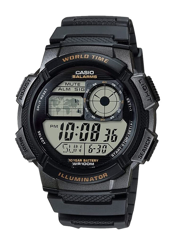 

Casio Digital Watch for Men with Plastic Band, Water Resistant, AE-1000W-1AVDF, Black-Grey