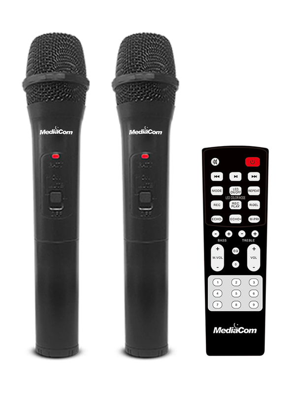 Mediacom Karaoke Speaker with Two Microphone, Mci 525 Plus, Black