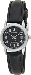 Casio Analog Watch for Women with Leather Band, Water Resistant, LTP-V002L-1BUDF, Black