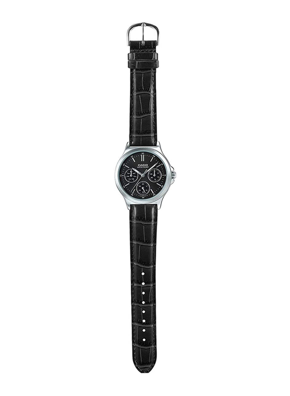 Casio Analog/Digital Watch for Women with Leather Band, Water Resistant and Chronograph, LTP-V300L-1AUDF, Black