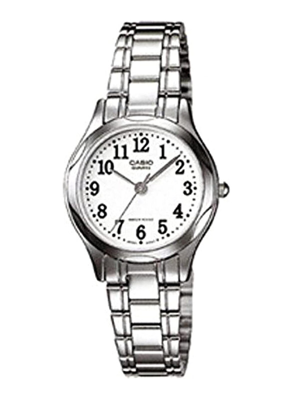 

Casio Analog Watch for Women with Stainless Steel Band, Water Resistant, LTP-1275D-7BDF, Silver-White