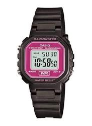 Casio Digital Classic Watch for Men with Plastic Band, Water Resistant, LA-20WH-1ADF, Black-Pink