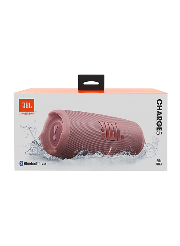 JBL Charge 5 IP67 Waterproof Portable Bluetooth Speaker, Pink