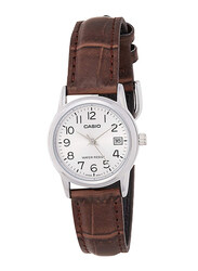 Casio Analog Watch for Women with Leather Band, Water Resistant, LTP-V002L-7B2UDF, Brown-White