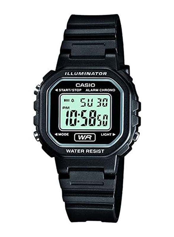 Casio Analog Illuminator Watch for Men with Plastic Band, Water Resistant, LA20WH-1ADF, Black
