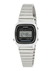 Casio Digital Watch for Women with Stainless Steel Band, Water Resistant, LA-670WA-1DF, Silver-Black