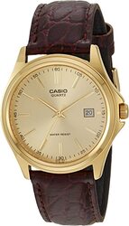 Casio Analog Core Watch for Men with Leather Band, Water Resistant, MTP-1183Q-9ADF, Red-White