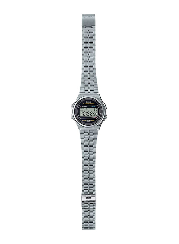 Casio Digital Unisex Watch with Stainless Steel Band, Water Resistant, A171WE-1ADF, Silver-Black