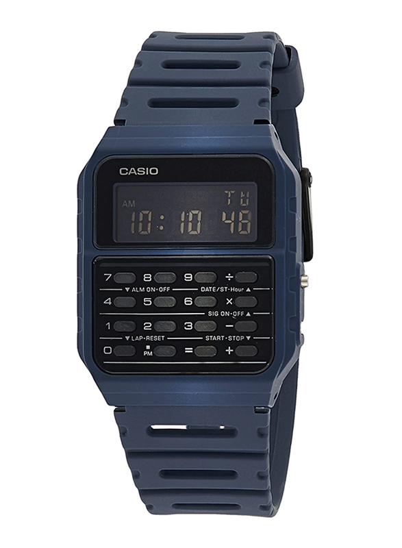 Casio Digital Youth Watch for Men with Resin Band, Water Resistant, CA-53WF-2BDF, Blue