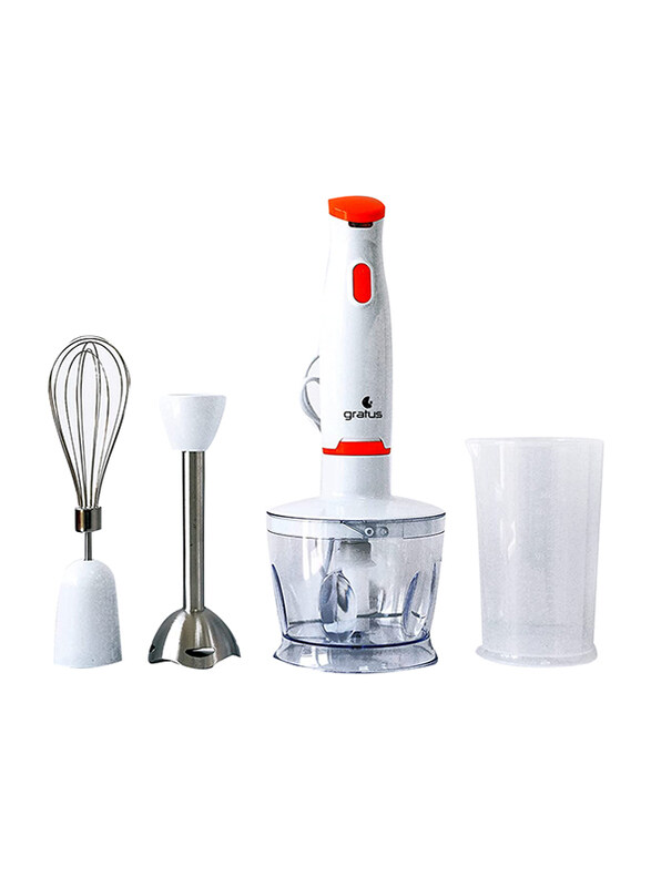 

Gratus 4 in 1 Hand Blender with Chopper, Egg Whisk & Beater, 400W, Multicolour