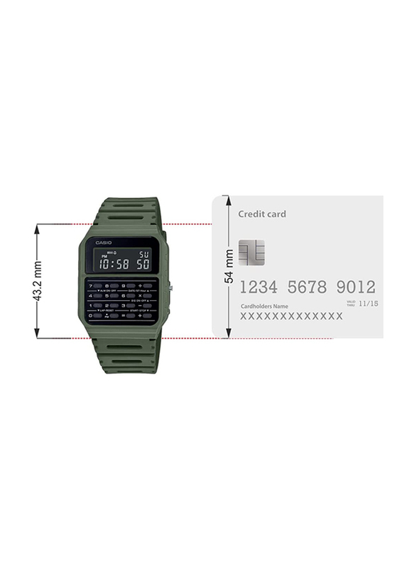 Casio Digital Youth Watch for Men with Resin Band, Water Resistant, CA-53WF-3BDF, Green