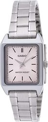 Casio Analog Watch for Women with Stainless Steel Band, Water Resistant, LTP-V007D-4EUDF, Silver-White