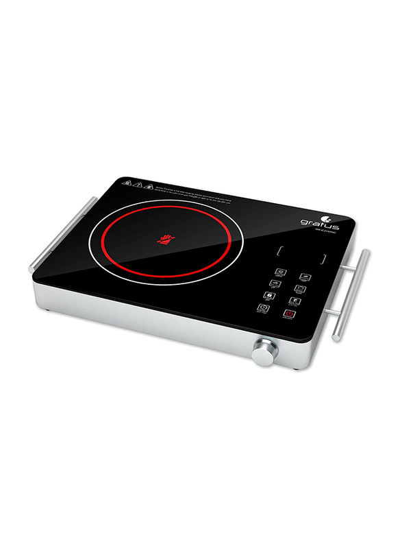 

Gratus Single Burner Electric Infrared Cooker with Sensor Touch & Knob Controller, 2200W, GR-IC214ZGC, Black/Silver