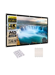 Wownect 100-inch 16:9 Foldable Anti-Crease 4K Full HD Home Theatre Projection Screen for Office Presentation Indoor & Outdoor Movie, White