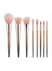 Professional 8 Pieces Plating Handle Makeup Brushes Set, Rose Gold